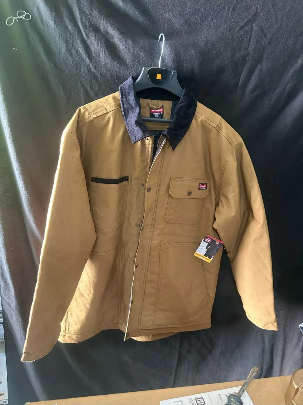 Wrangler Tan Canvas Field Jacket with Dark Brown Corduroy Collar